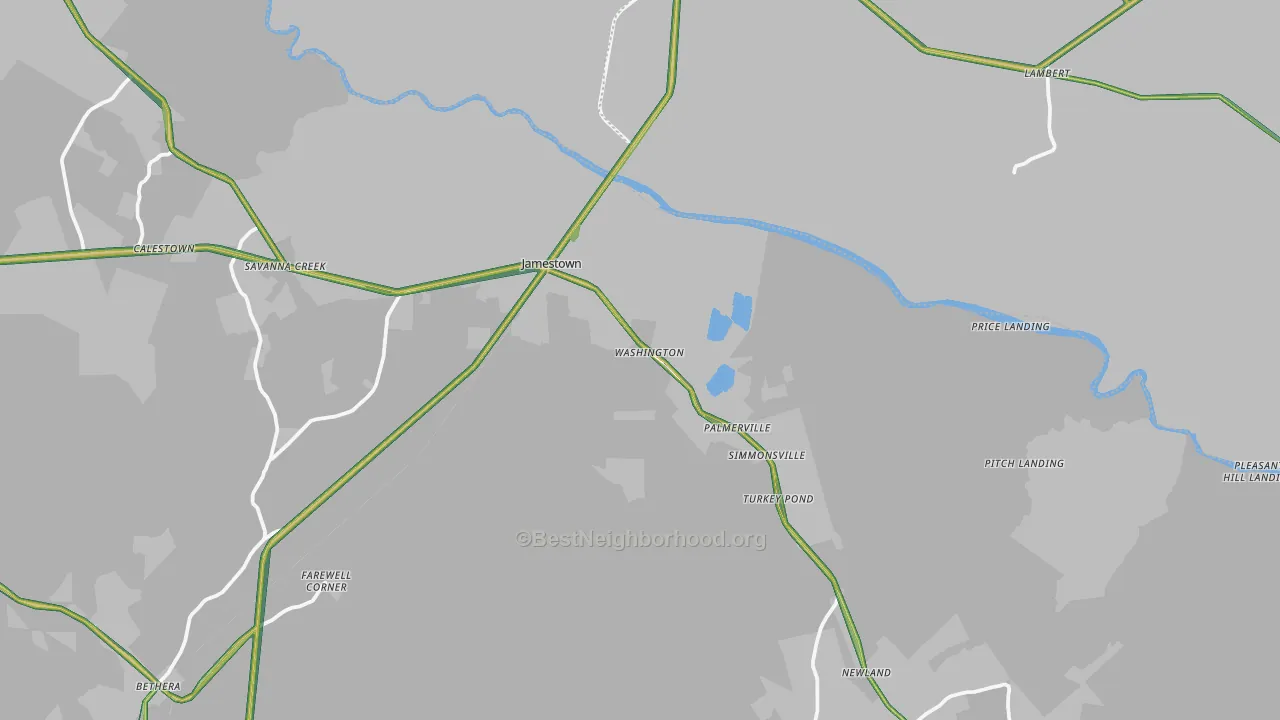Jamestown, SC Map of Noise Levels in Jamestown