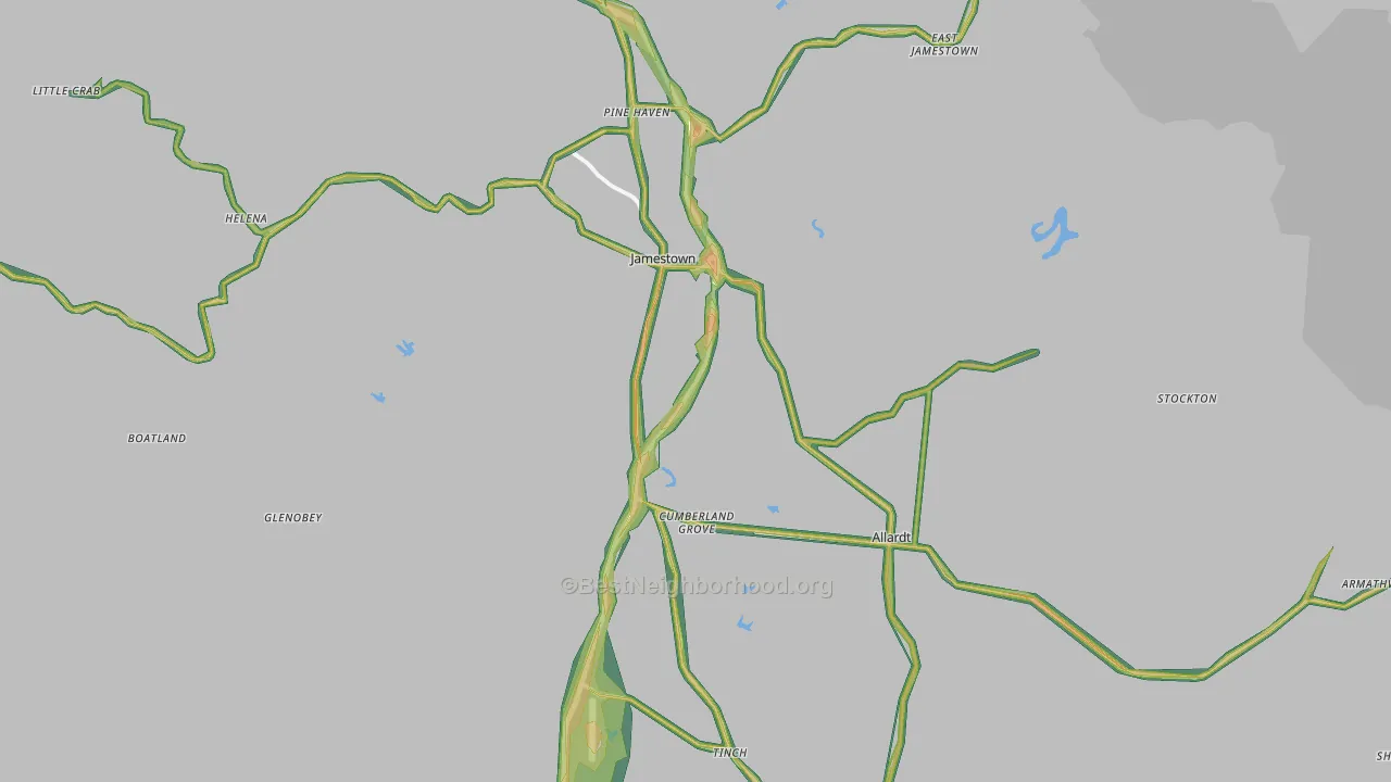 Jamestown, TN Map of Noise Levels in Jamestown