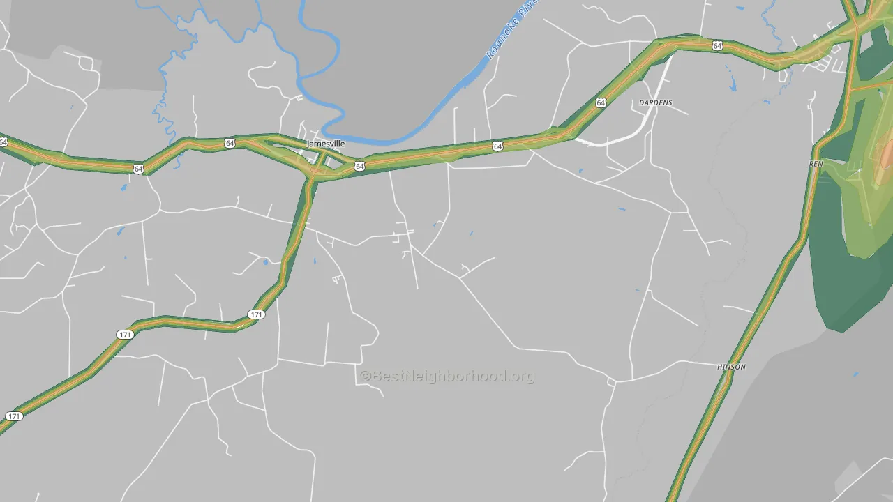 Jamesville, NC Map of Noise Levels in Jamesville