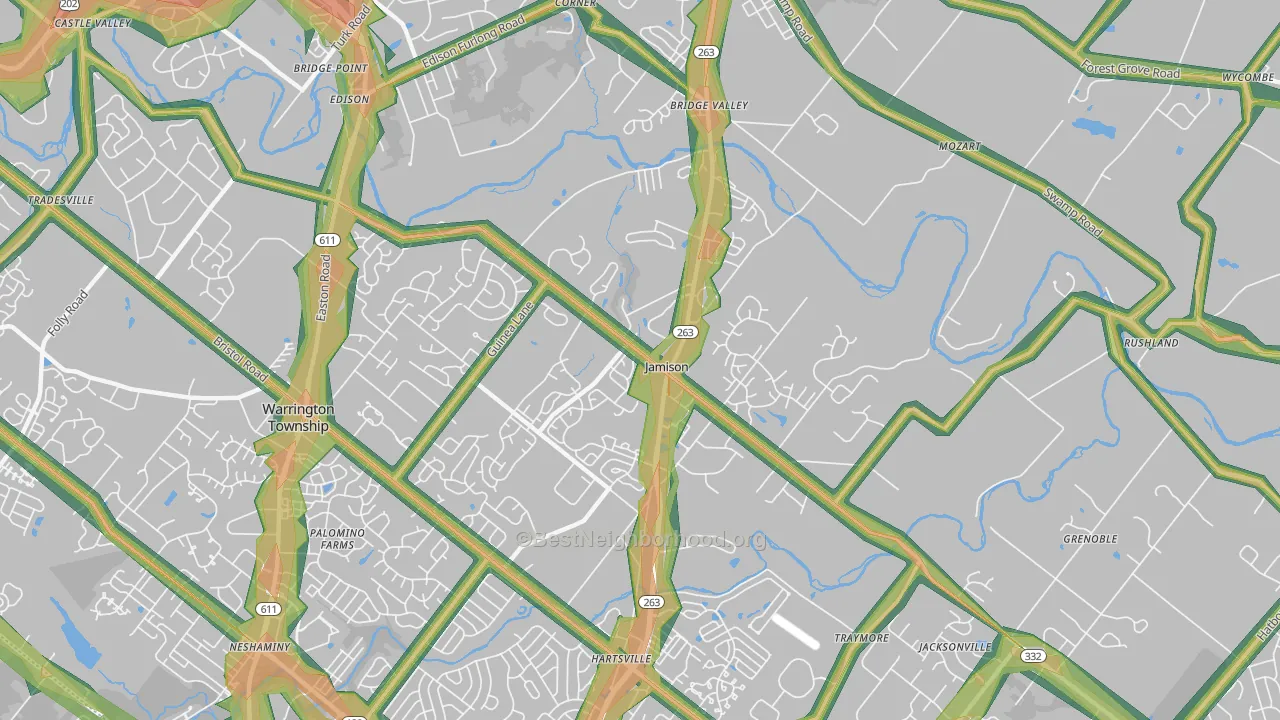 Jamison, PA Map of Noise Levels in Jamison