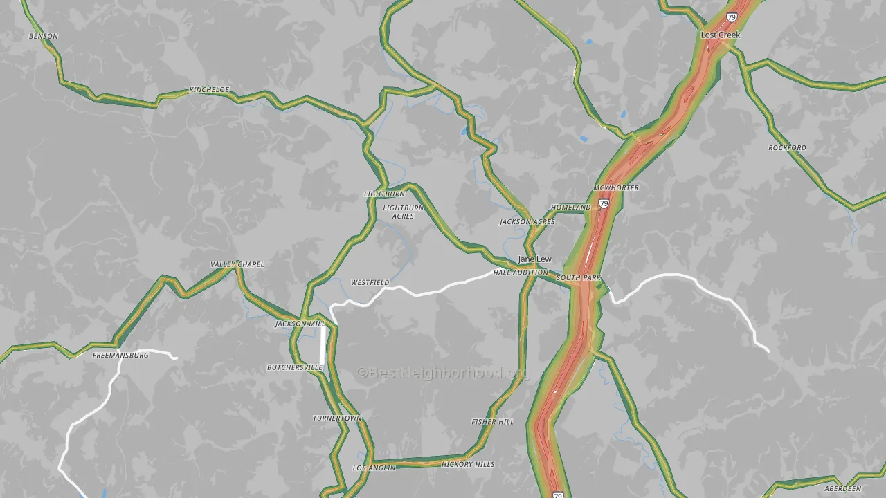 Jane Lew, WV Map of Noise Levels in Jane Lew