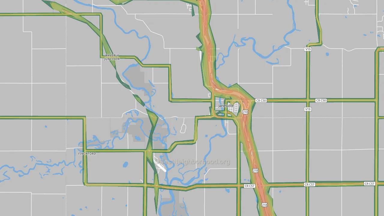 Janesville, IA Map of Noise Levels in Janesville