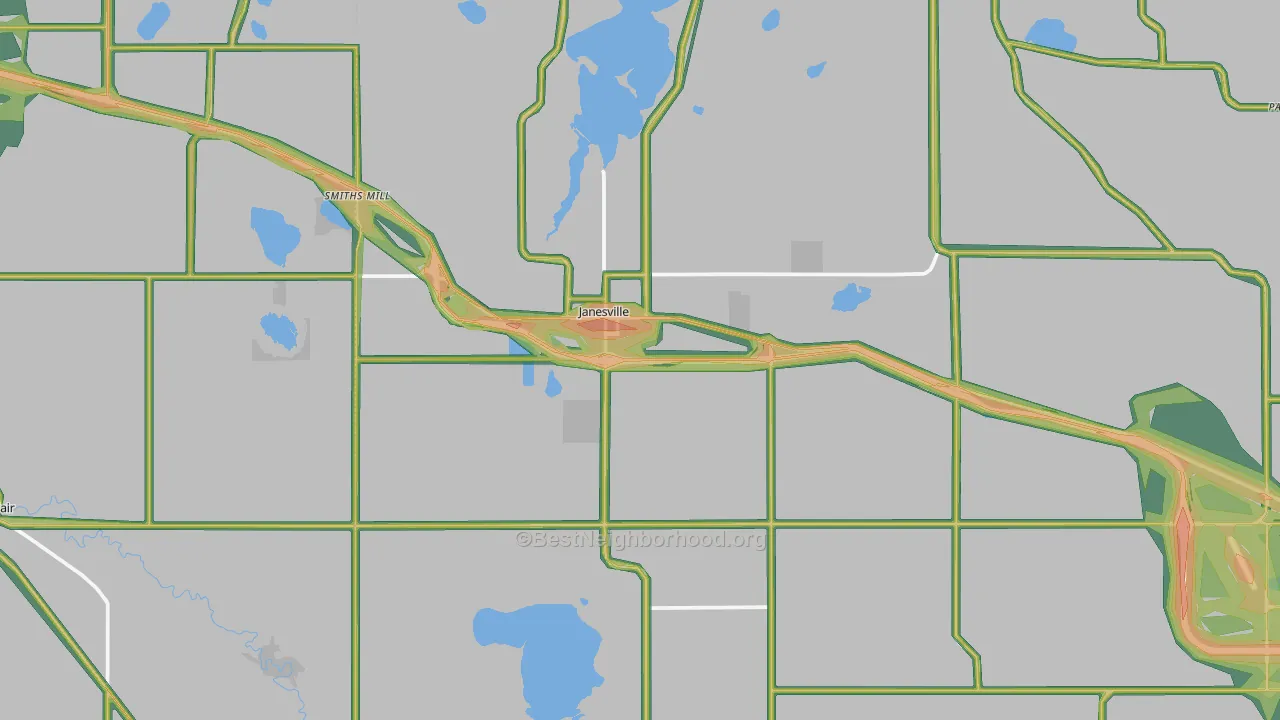 Janesville, MN Map of Noise Levels in Janesville