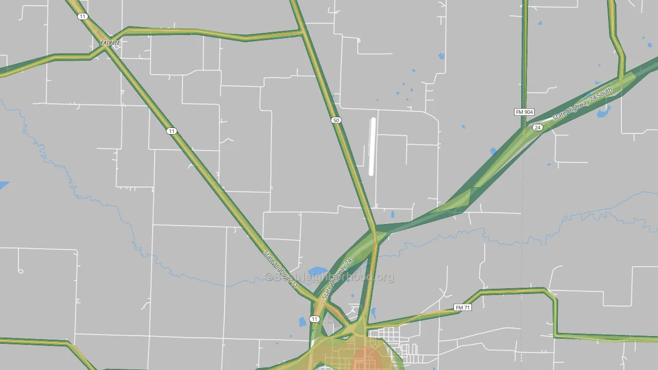 Jardin, TX Map of Noise Levels in Jardin