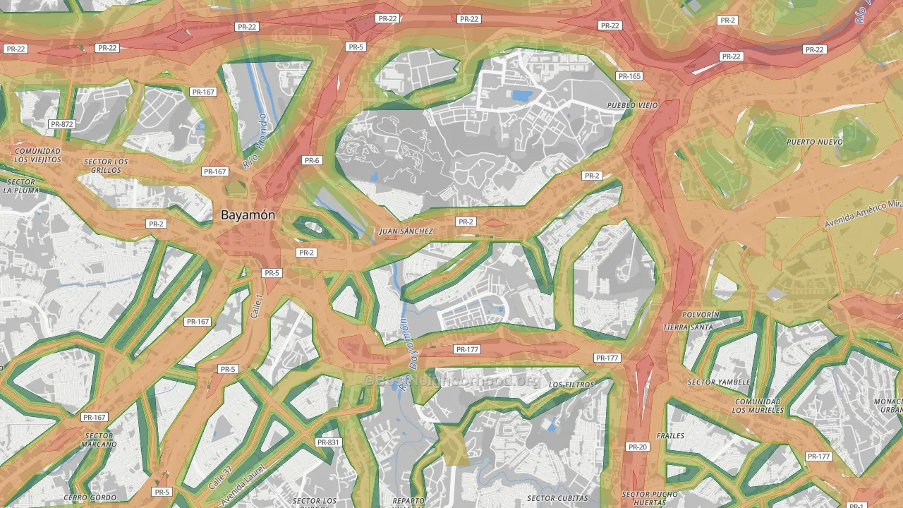 Jardines de Caparra, Bayamon, PR Map of Noise Levels in Jardines de Caparra