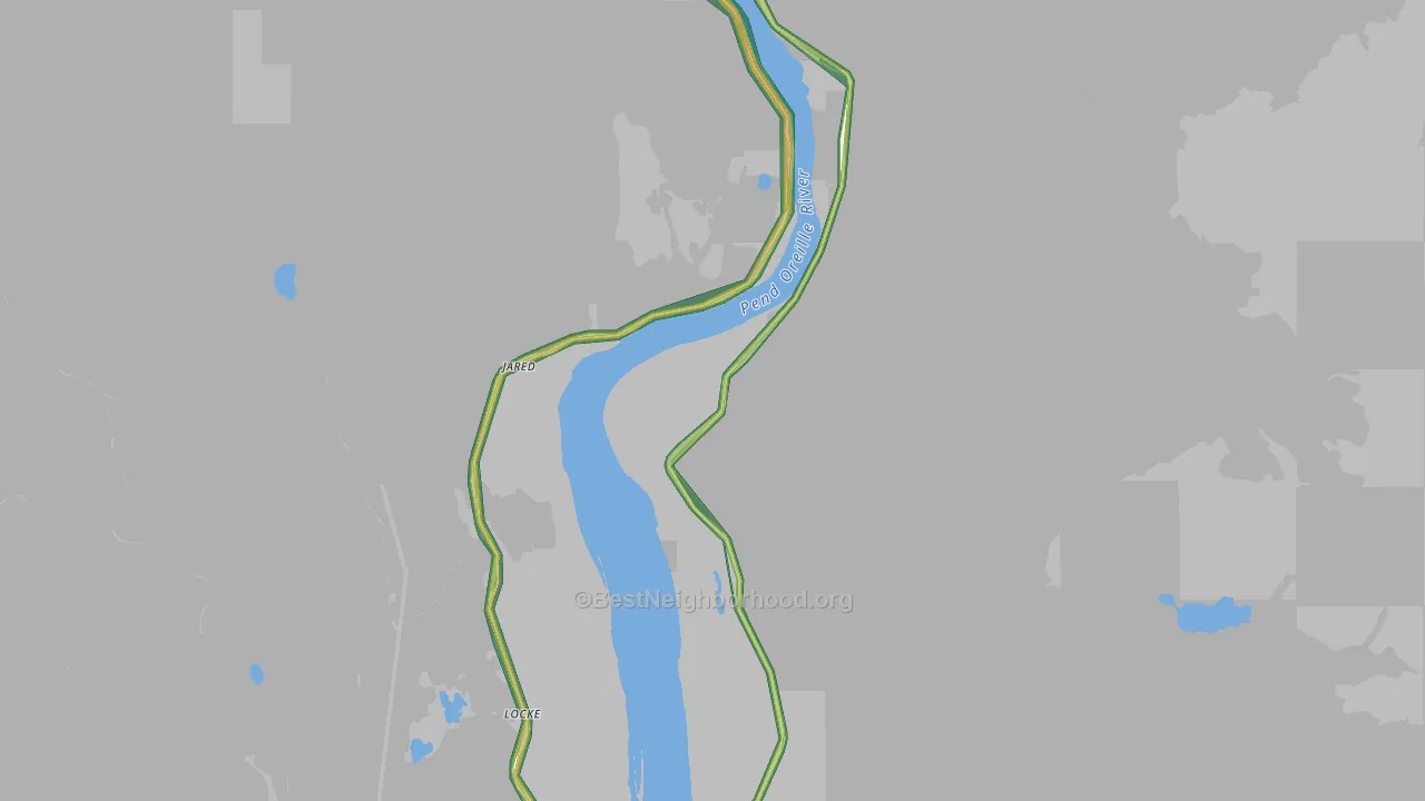 Jared, WA Map of Noise Levels in Jared