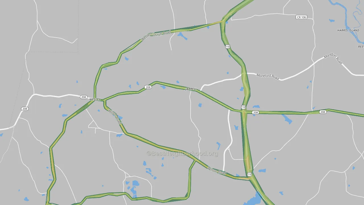 Jarrell, GA Map of Noise Levels in Jarrell