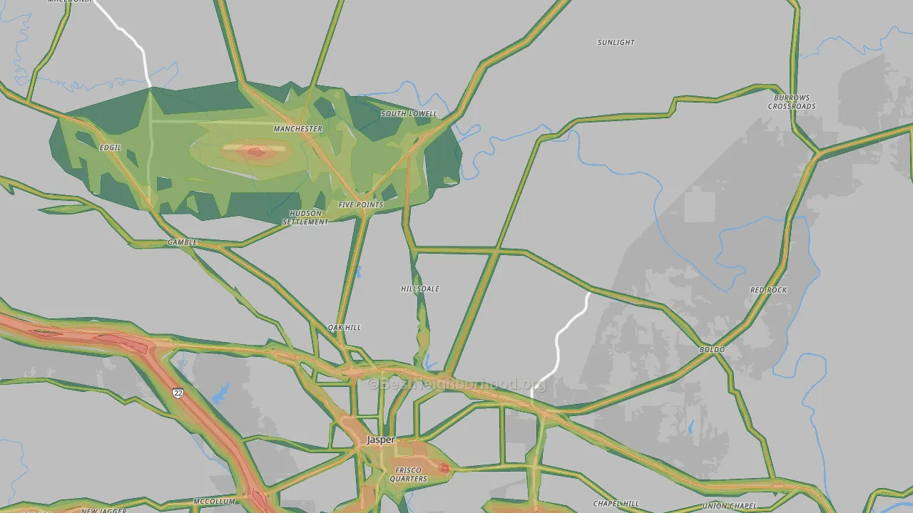 Jasper, AL Map of Noise Levels in Jasper