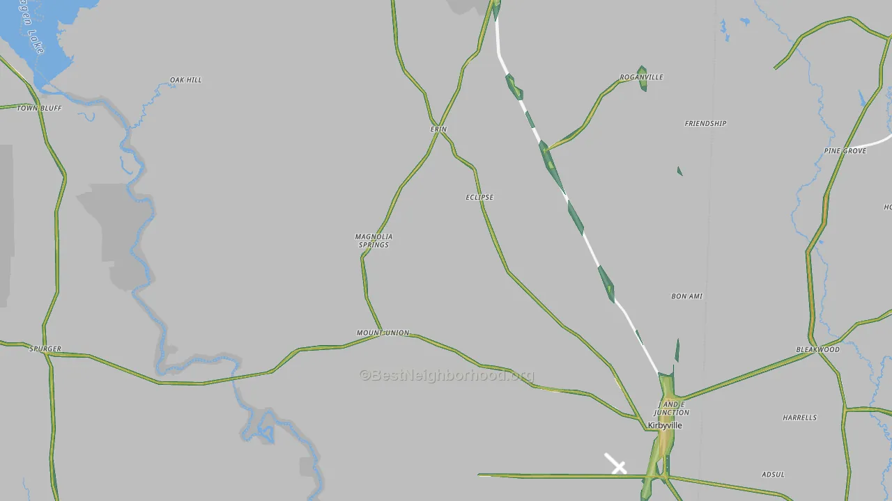 Jasper County, TX Map of Noise Levels in Jasper County