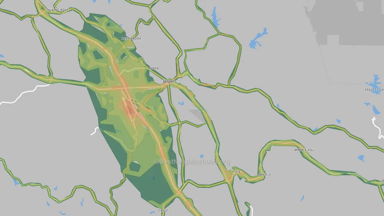 Jasper, GA Map of Noise Levels in Jasper