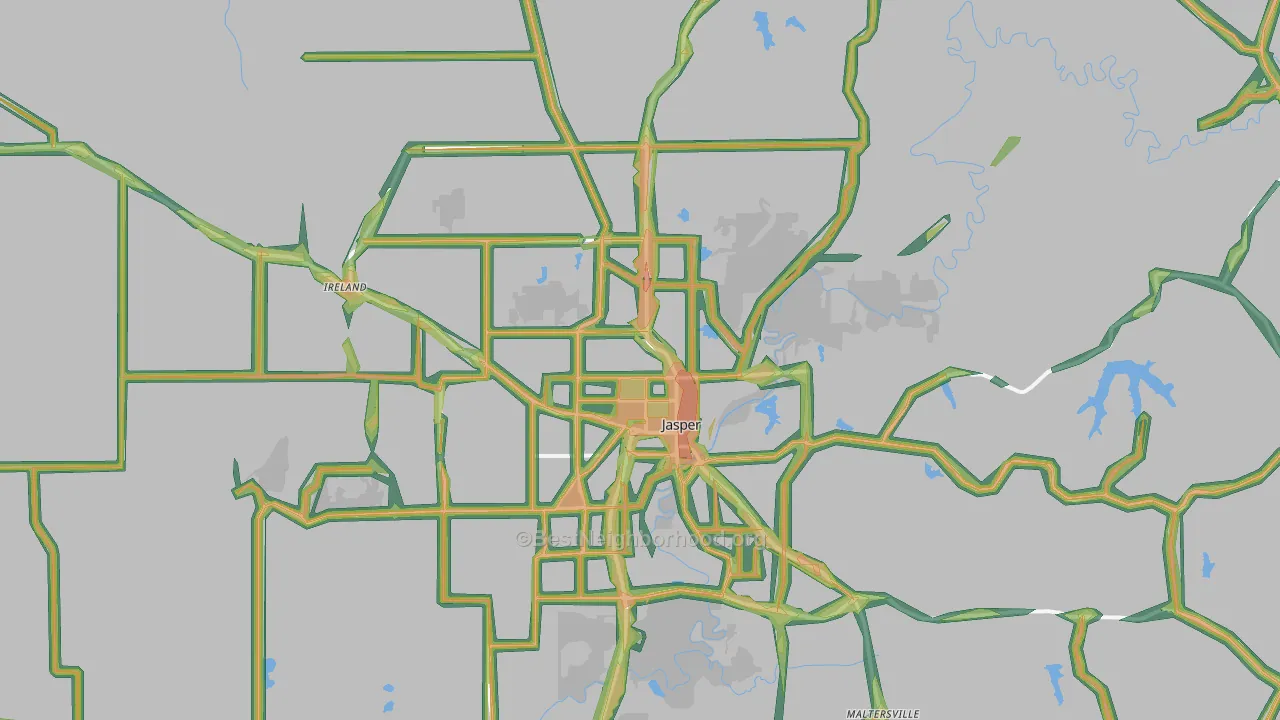 Jasper, IN Map of Noise Levels in Jasper