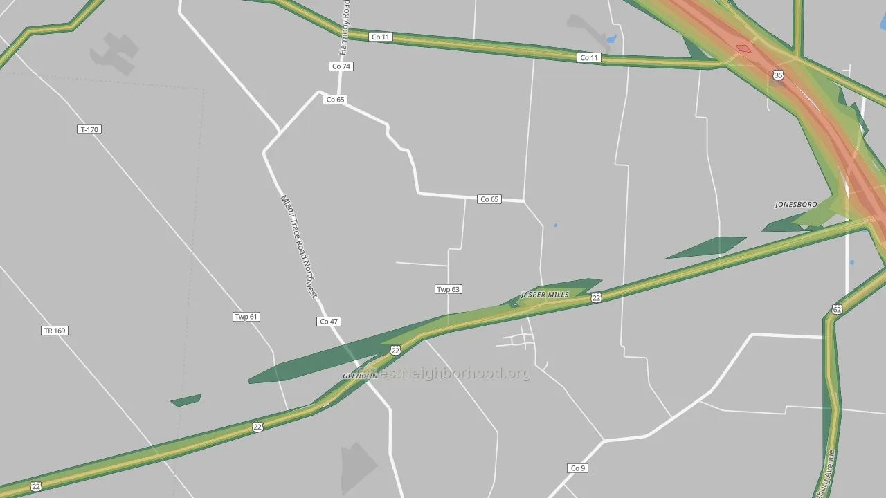 Jasper Mills, OH Map of Noise Levels in Jasper Mills