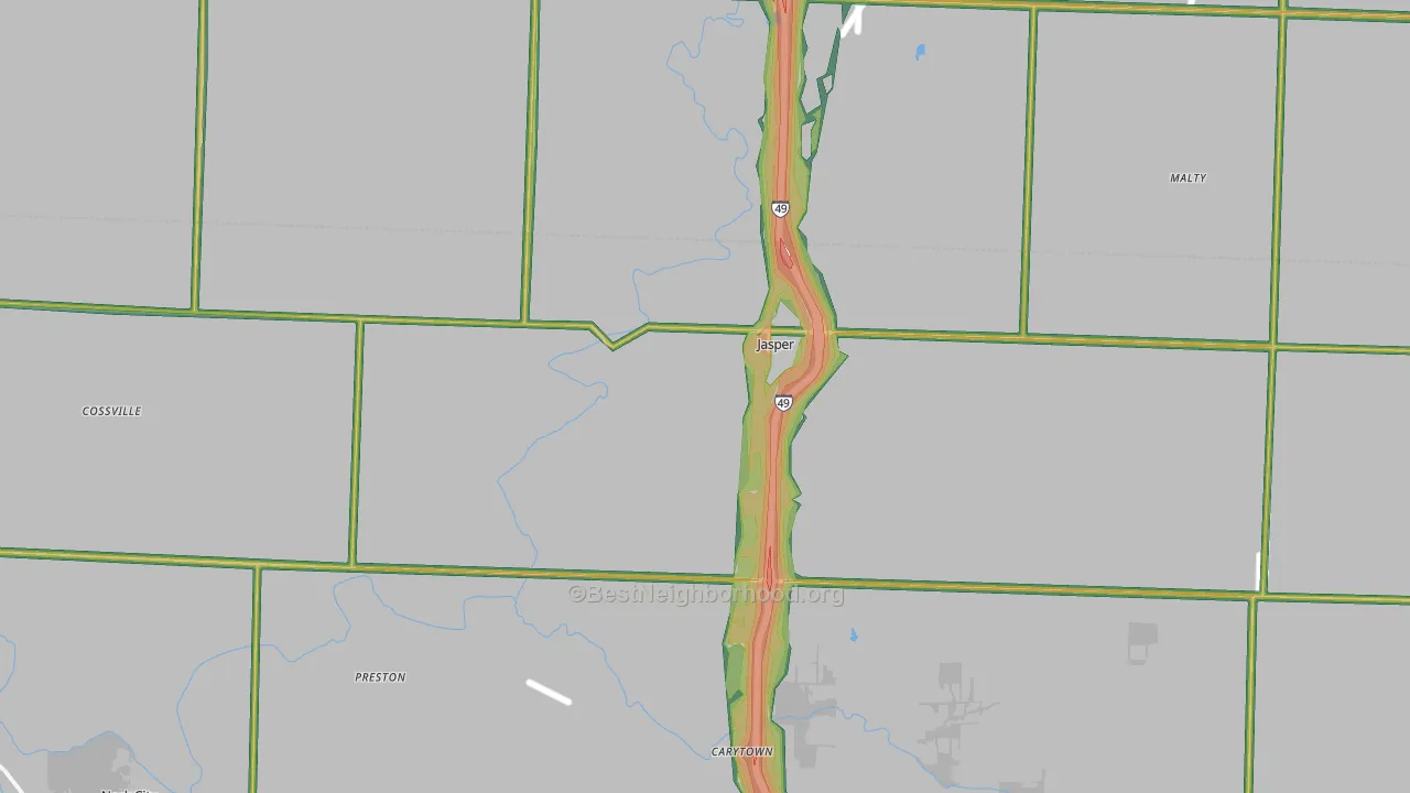 Jasper, MO Map of Noise Levels in Jasper