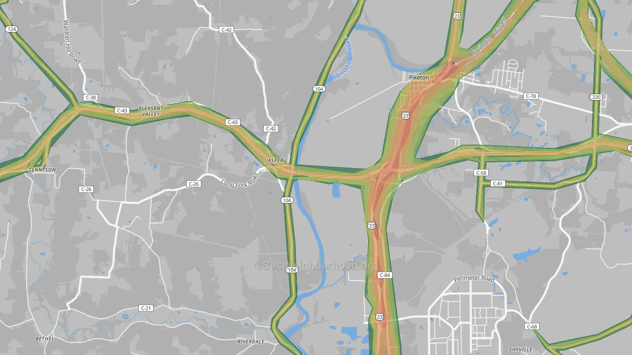 Jasper, OH Map of Noise Levels in Jasper