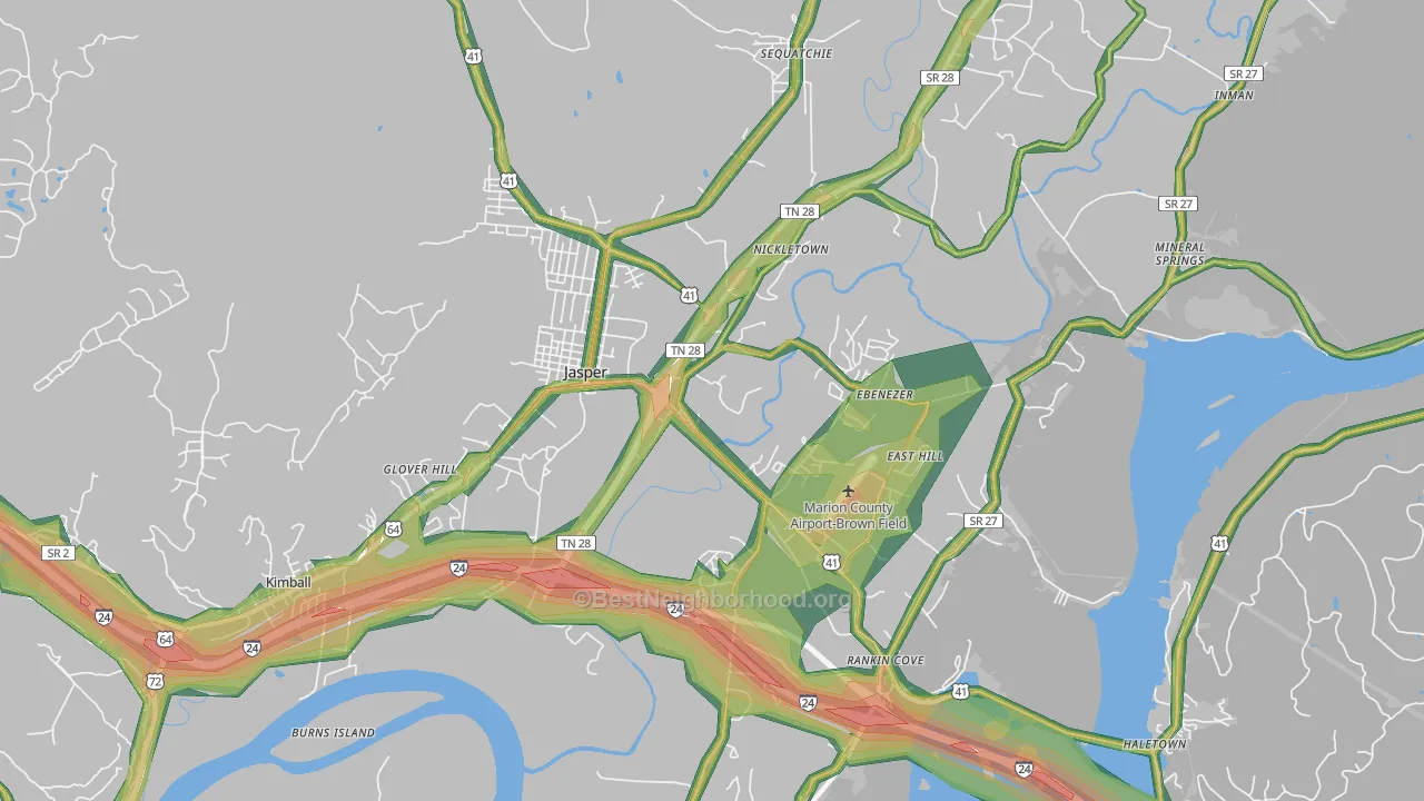 Jasper, TN Map of Noise Levels in Jasper