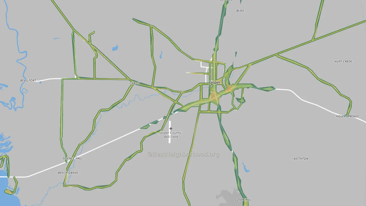 Jasper, TX Map of Noise Levels in Jasper