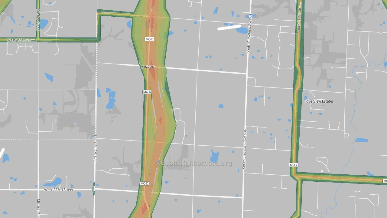 Jaudon, MO Map of Noise Levels in Jaudon