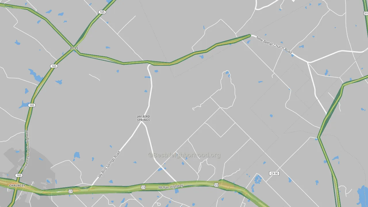 Jay Bird Springs, GA Map of Noise Levels in Jay Bird Springs