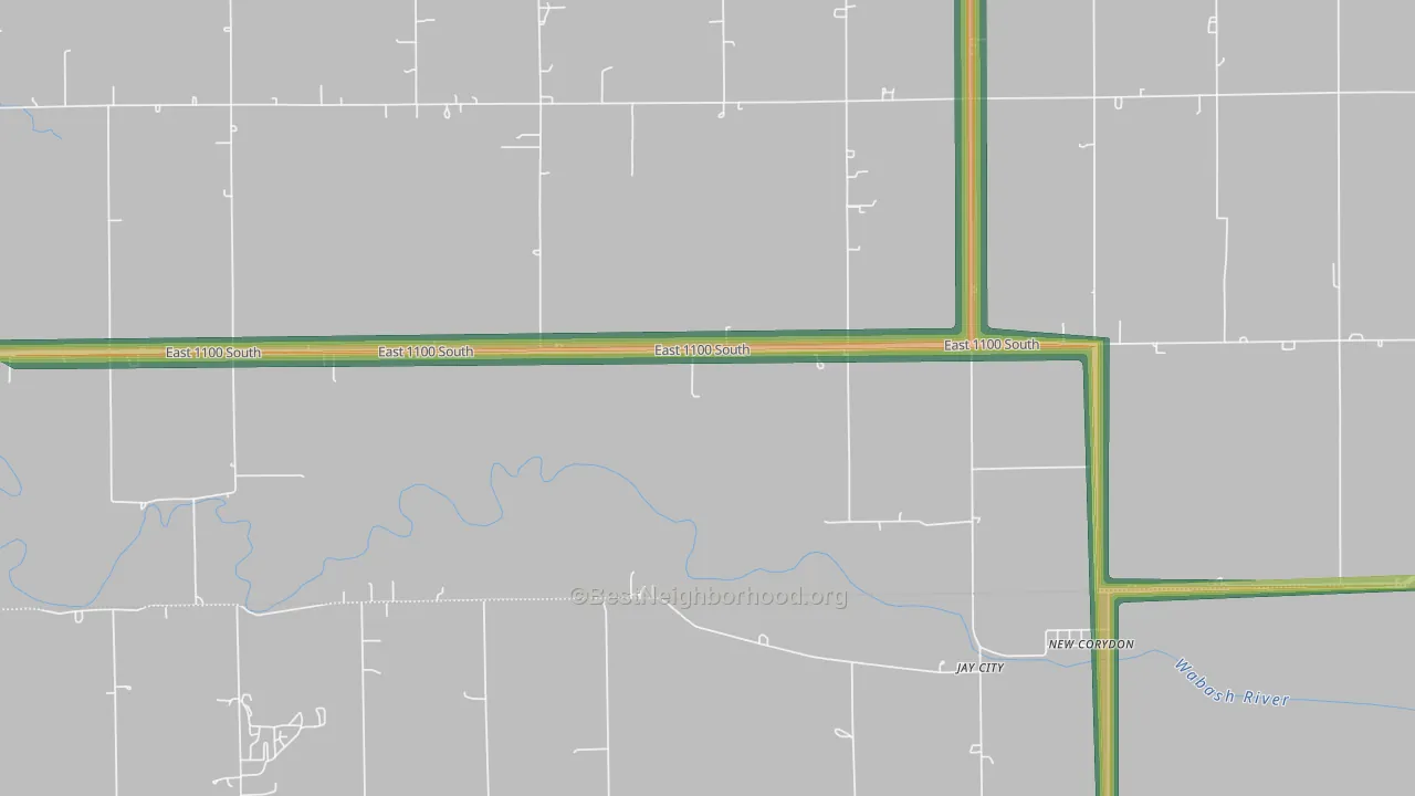 Jay City, IN Map of Noise Levels in Jay City
