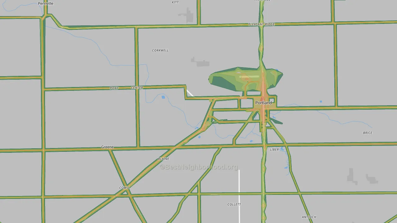 Jay County, IN Map of Noise Levels in Jay County