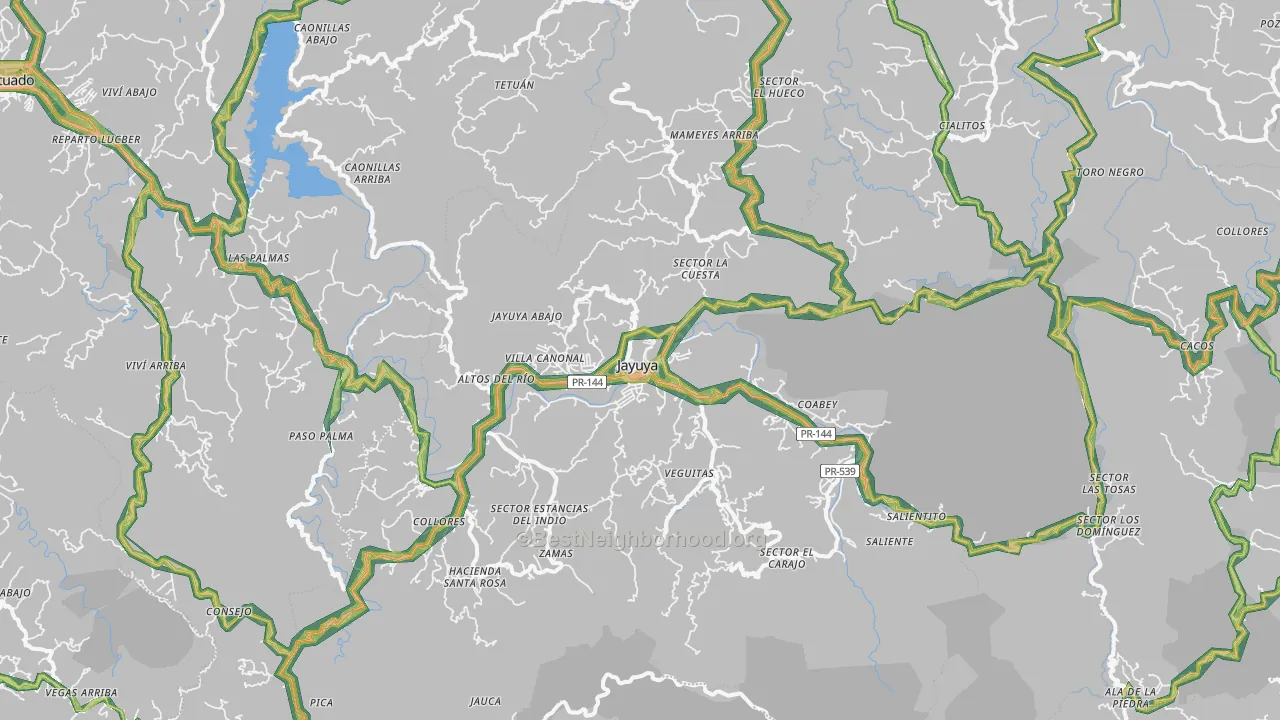 Jayuya, PR Map of Noise Levels in Jayuya