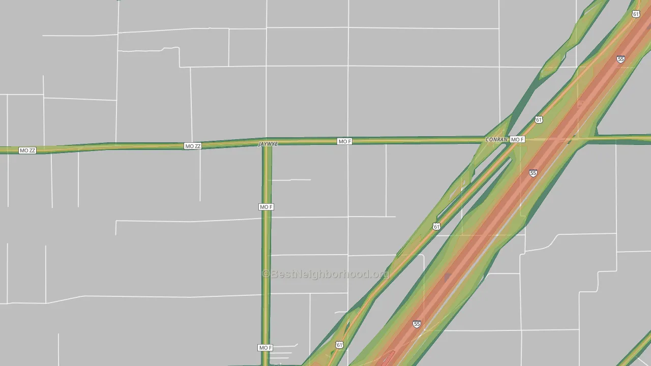 Jaywye, MO Map of Noise Levels in Jaywye