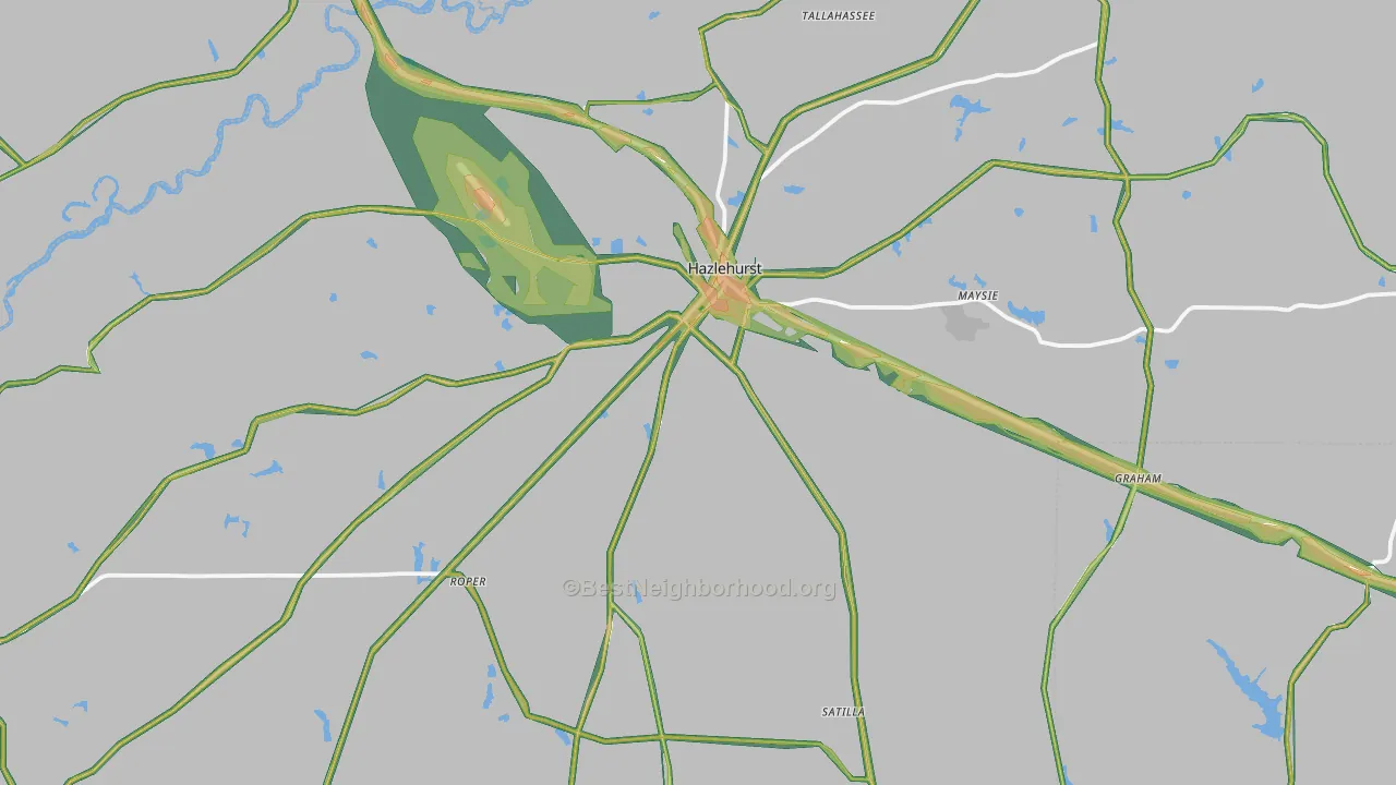 Jeff Davis County, GA Map of Noise Levels in Jeff Davis County