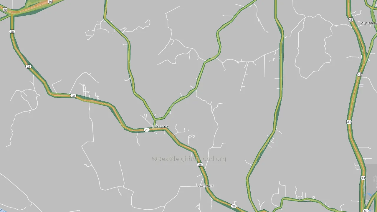 Jefferson, AL Map of Noise Levels in Jefferson