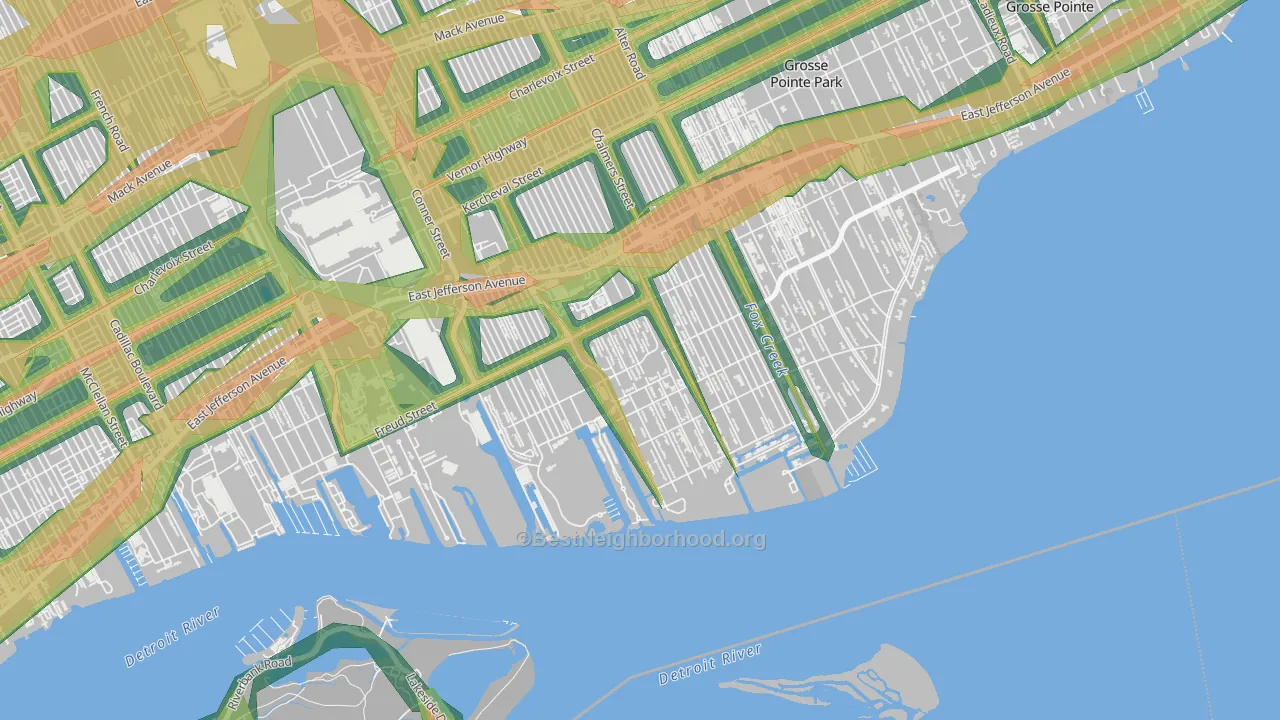 Jefferson Chalmers, Detroit, MI Map of Noise Levels in Jefferson Chalmers