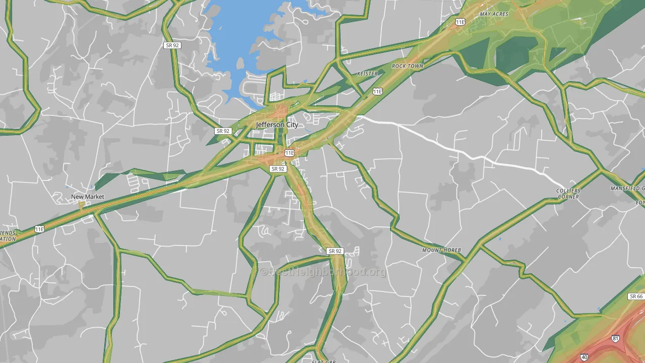 Jefferson City, TN Map of Noise Levels in Jefferson City