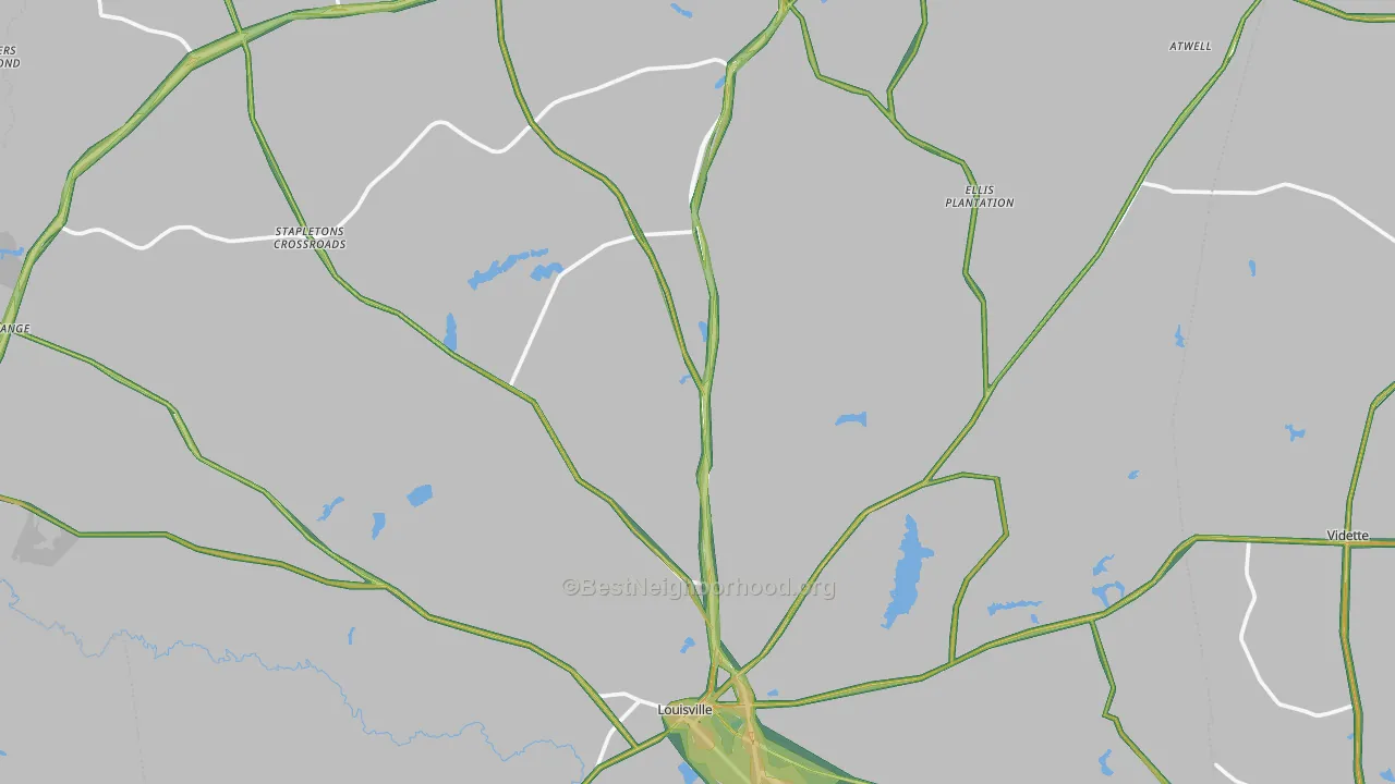 Jefferson County, GA Map of Noise Levels in Jefferson County