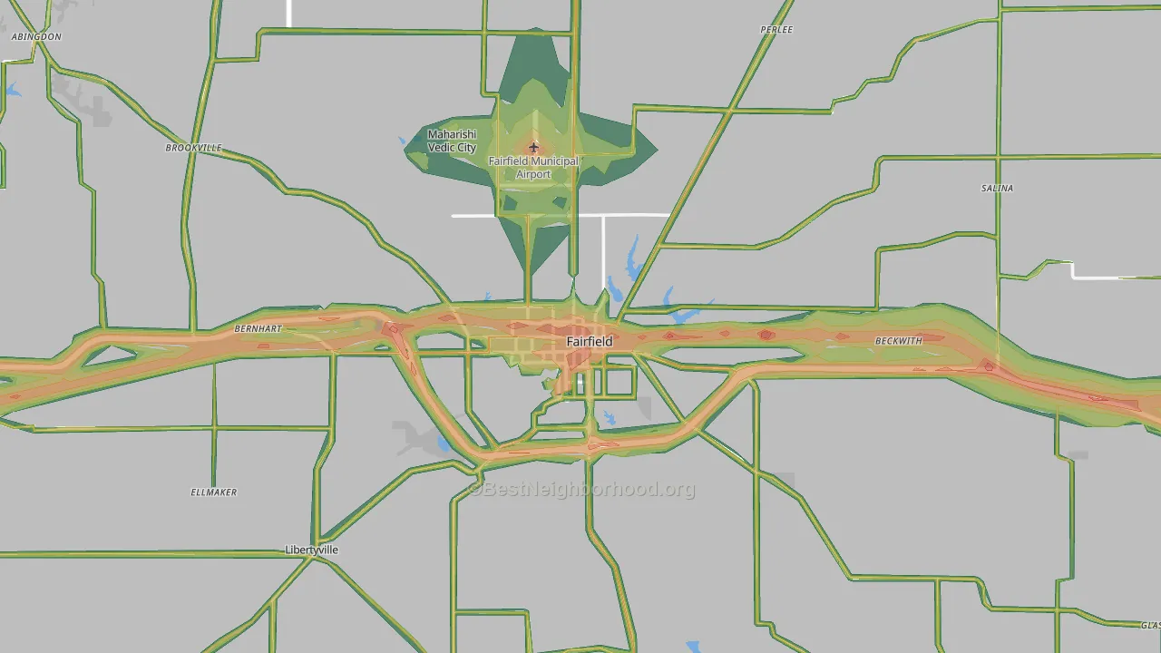 Jefferson County, IA Map of Noise Levels in Jefferson County
