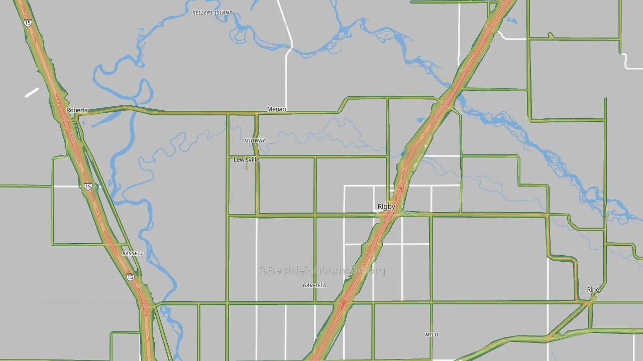 Jefferson County, ID Map of Noise Levels in Jefferson County