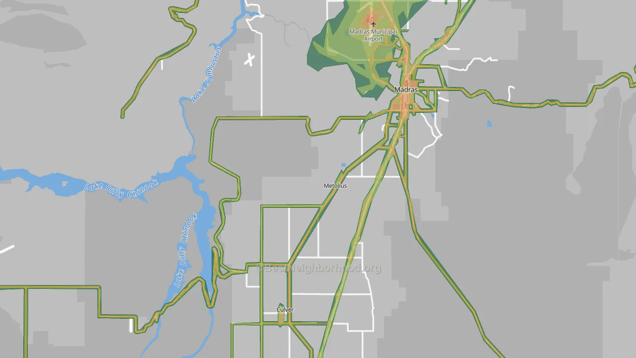 Jefferson County, OR Map of Noise Levels in Jefferson County