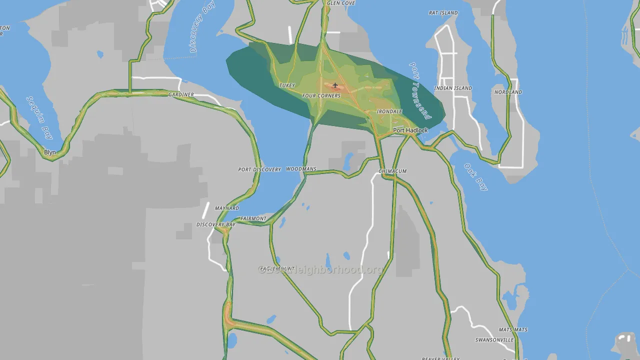 Jefferson County, WA Map of Noise Levels in Jefferson County