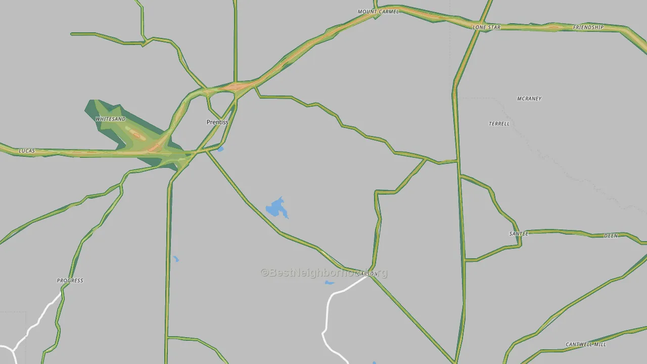 Jefferson Davis County, MS Map of Noise Levels in Jefferson Davis County