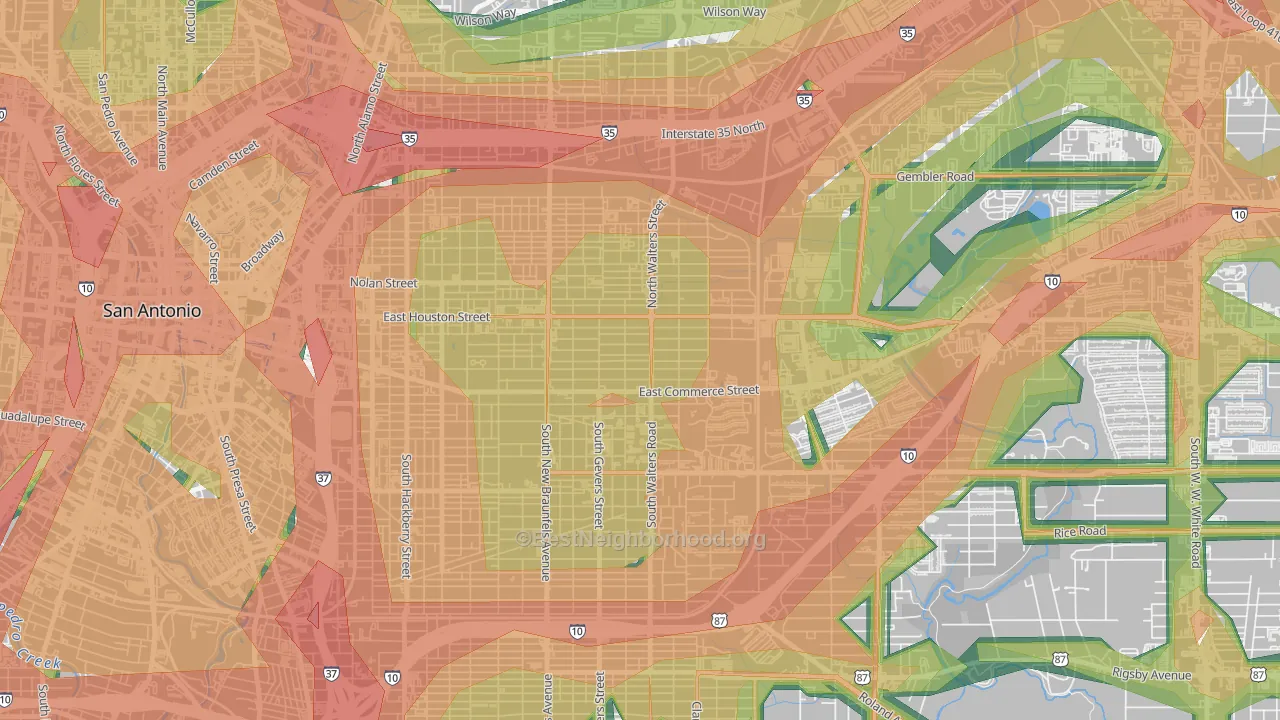Jefferson Heights, San Antonio, TX Map of Noise Levels in Jefferson Heights