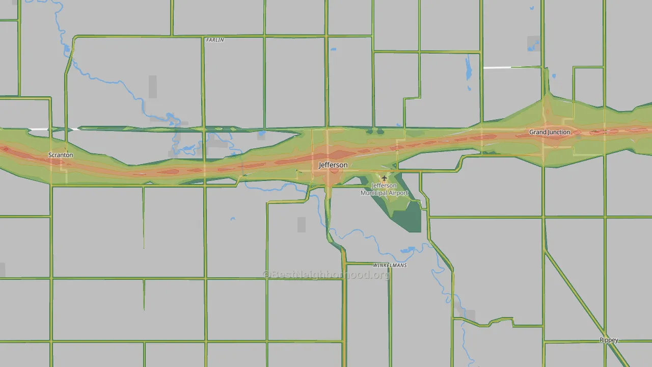 Jefferson, IA Map of Noise Levels in Jefferson