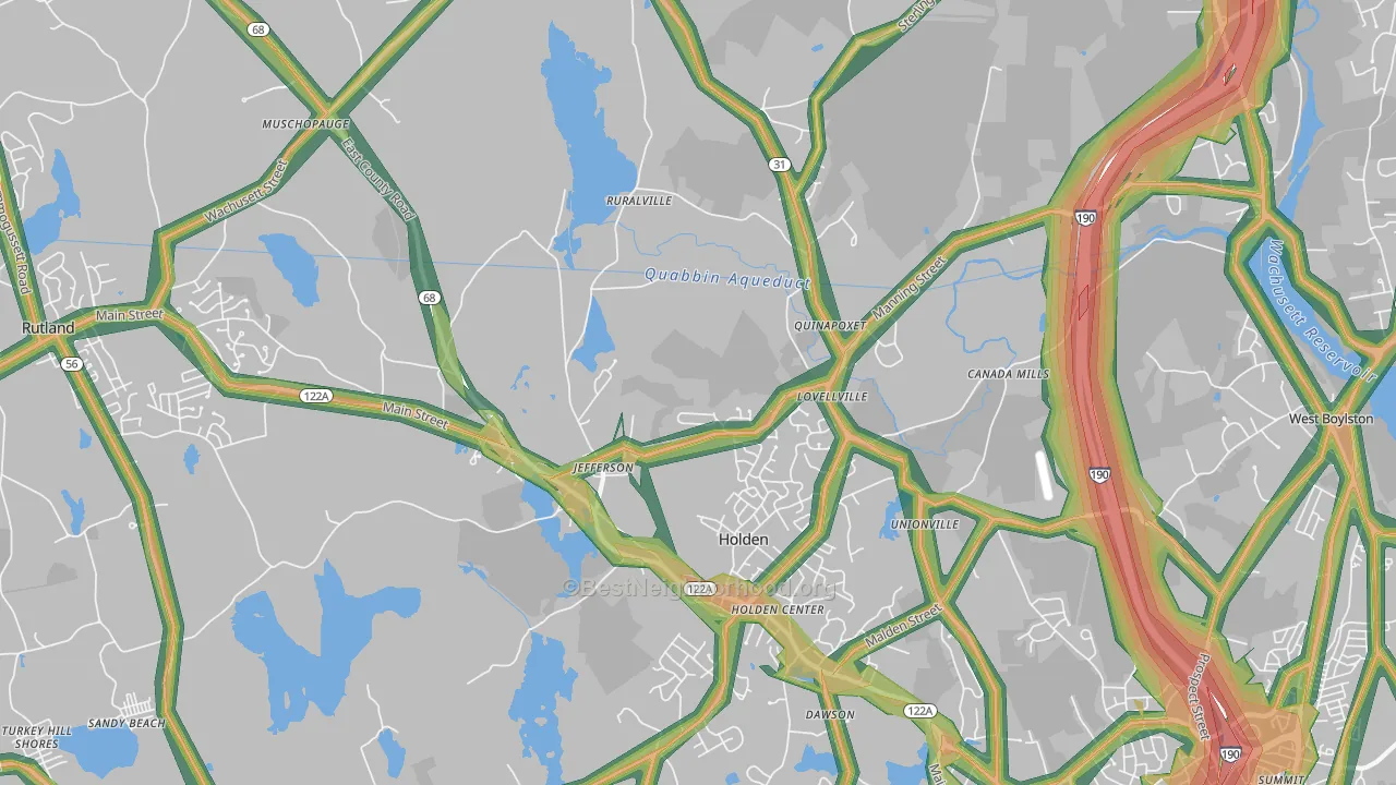 Jefferson, MA Map of Noise Levels in Jefferson
