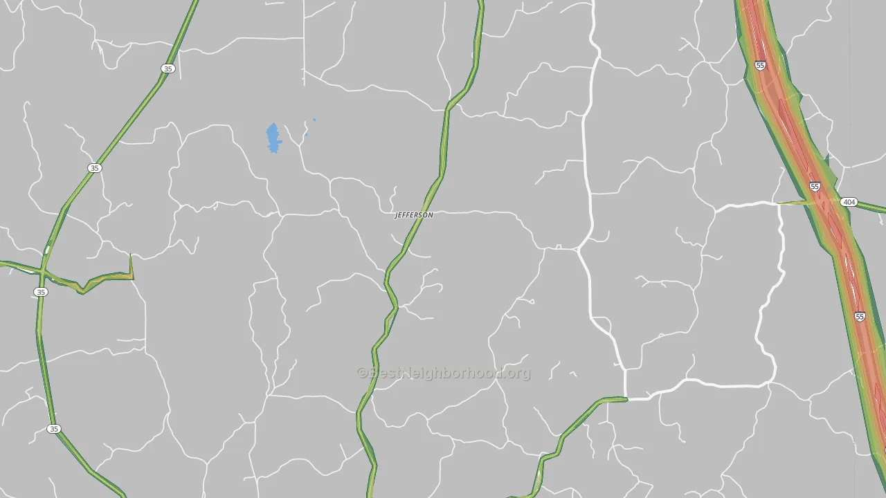 Jefferson, MS Map of Noise Levels in Jefferson