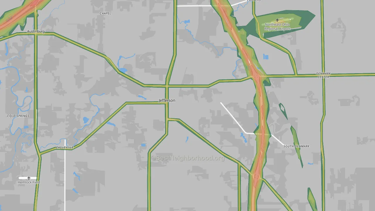 Jefferson, OH Map of Noise Levels in Jefferson