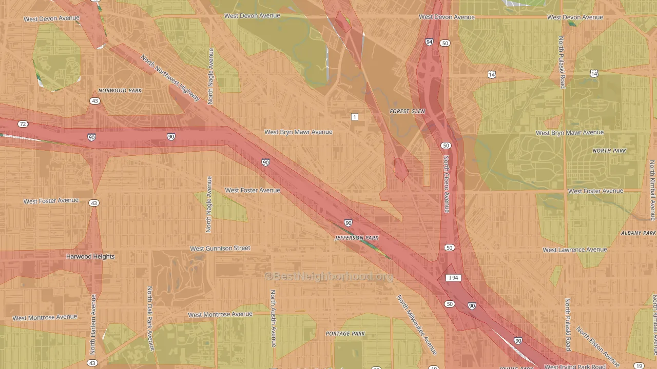 Jefferson Park, Chicago, IL Map of Noise Levels in Jefferson Park