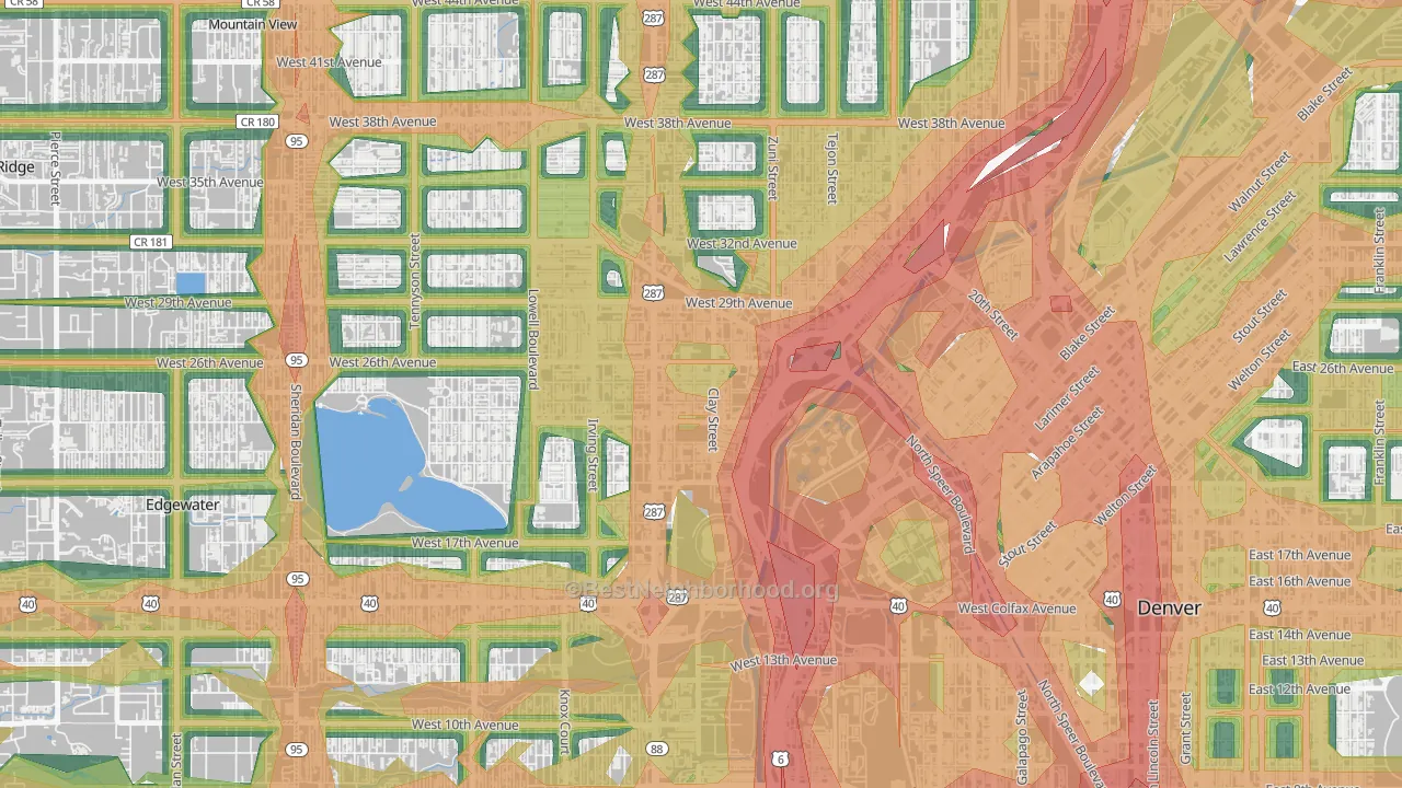 Jefferson Park, Denver, CO Map of Noise Levels in Jefferson Park