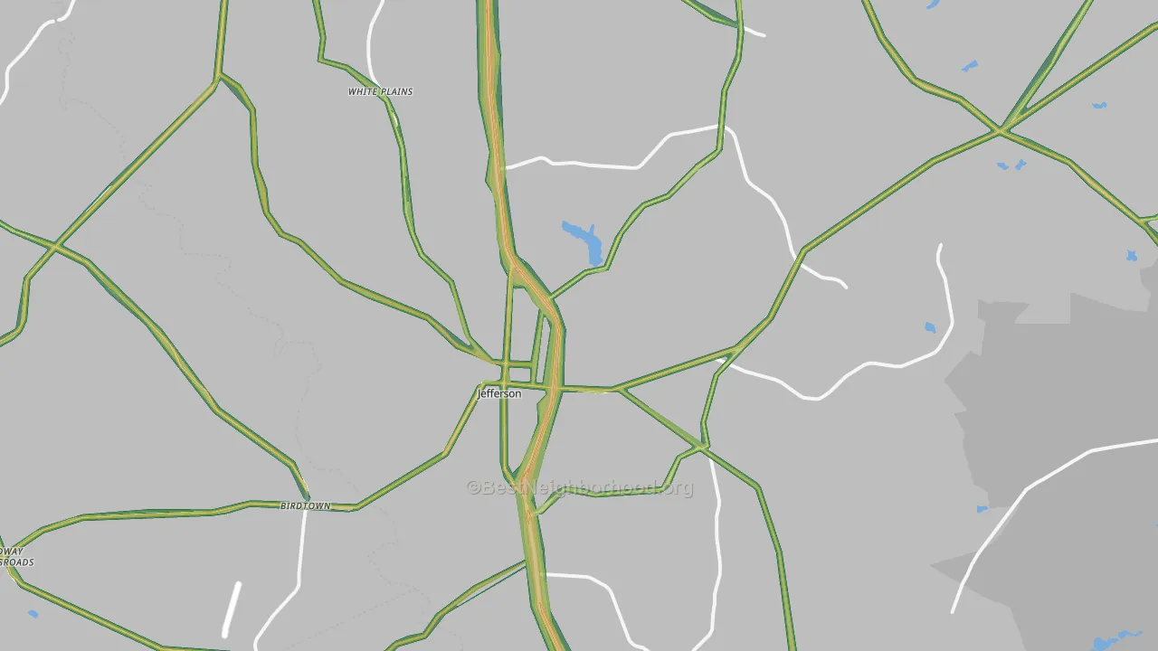 Jefferson, SC Map of Noise Levels in Jefferson