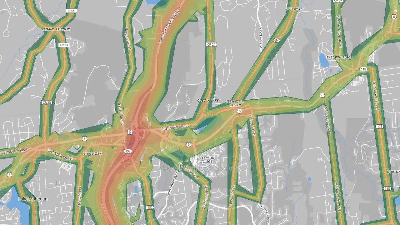 Jefferson Valley, NY Map of Noise Levels in Jefferson Valley