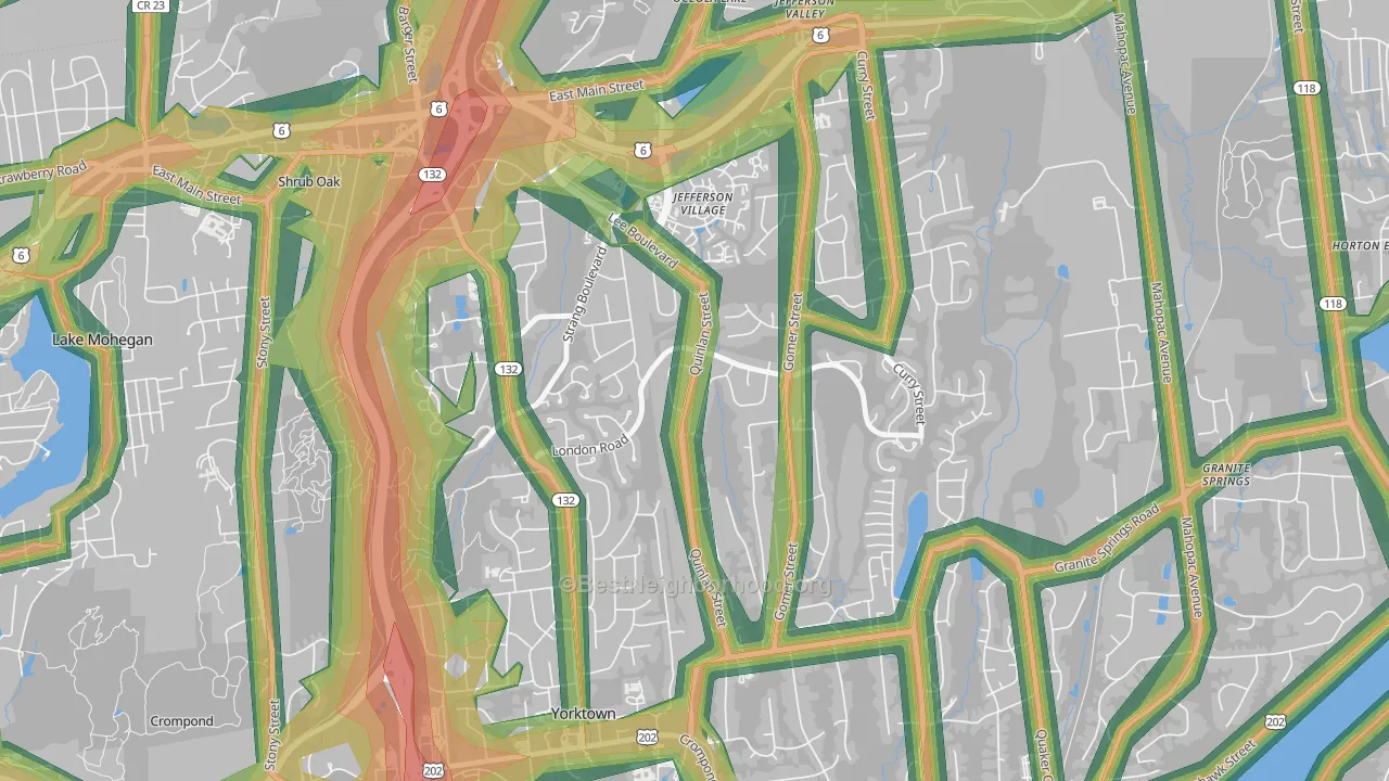 Jefferson Valley-Yorktown, NY Map of Noise Levels in Jefferson Valley-Yorktown
