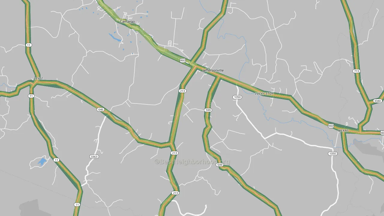 Jeffersonville, KY Map of Noise Levels in Jeffersonville