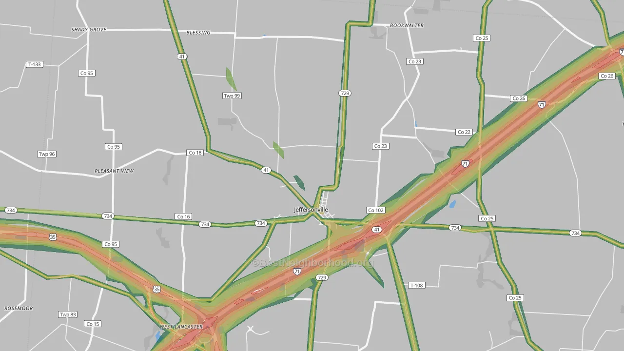 Jeffersonville, OH Map of Noise Levels in Jeffersonville