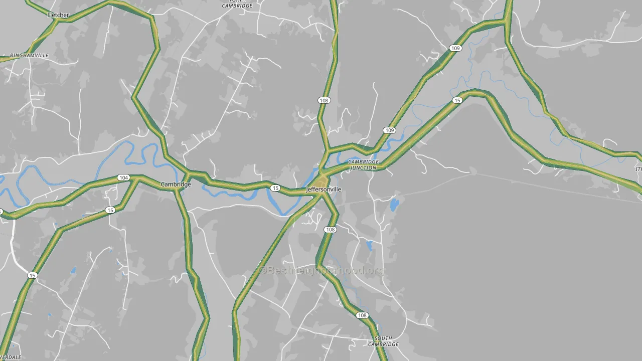 Jeffersonville, VT Map of Noise Levels in Jeffersonville