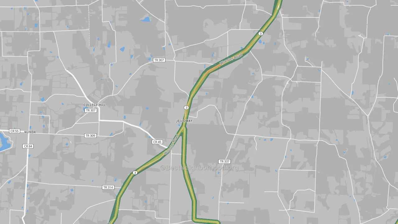 Jelloway, OH Map of Noise Levels in Jelloway